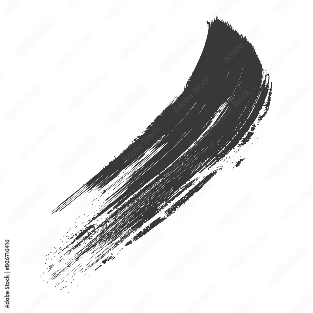 Silhouette brush stroke curved black color only Silhouette brush stroke curved black color only