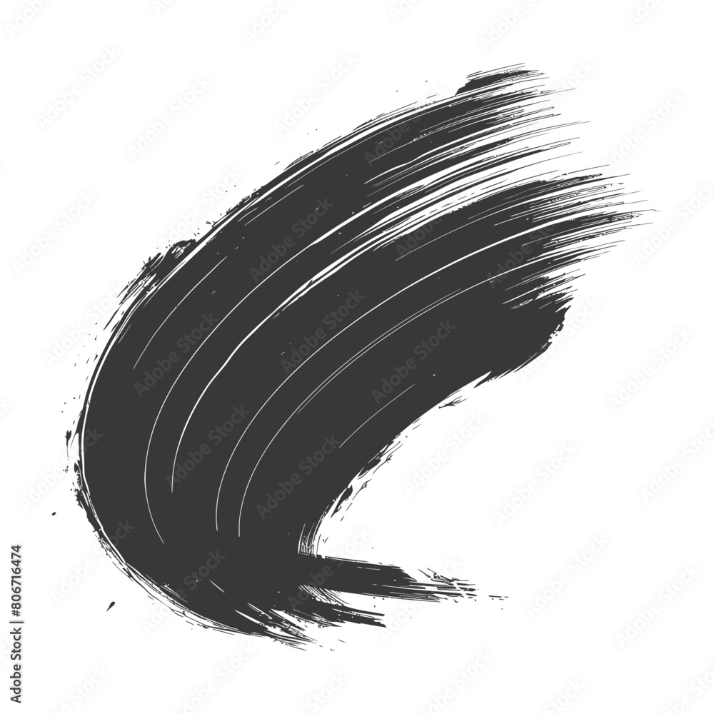 Silhouette brush stroke curved black color only Silhouette brush stroke curved black color only