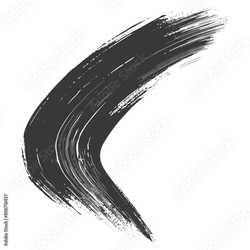 Silhouette brush stroke curved black color only