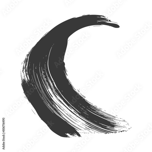 Silhouette brush stroke curved black color only