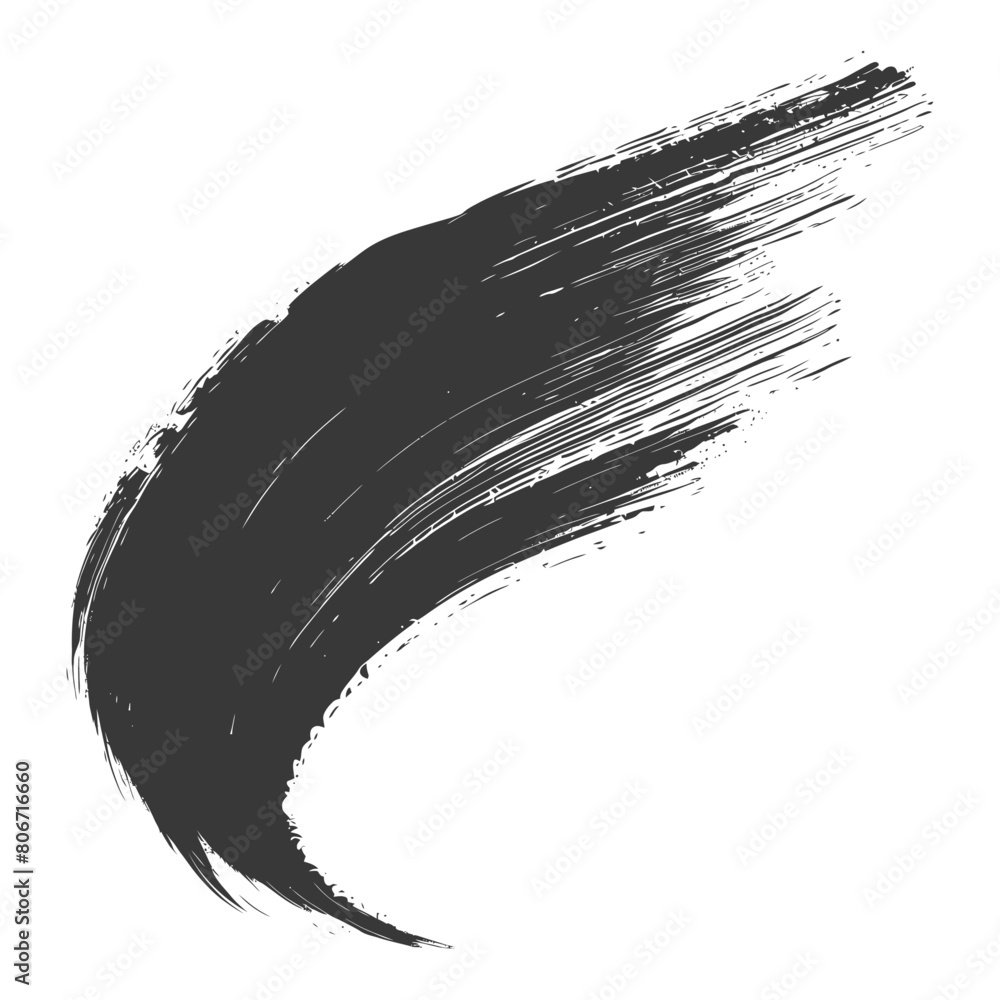 Silhouette brush stroke curved black color only Silhouette brush stroke curved black color only