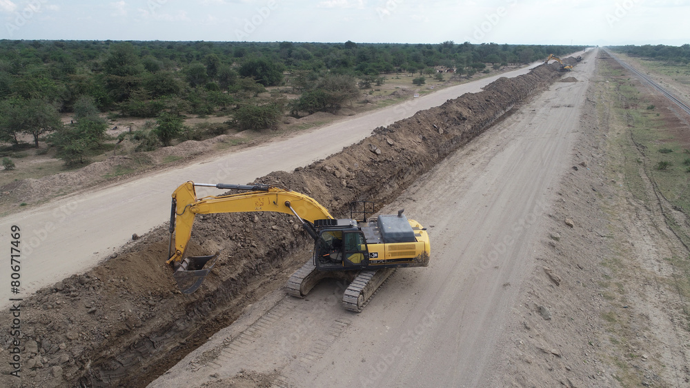 excavator on a site excavator on a site