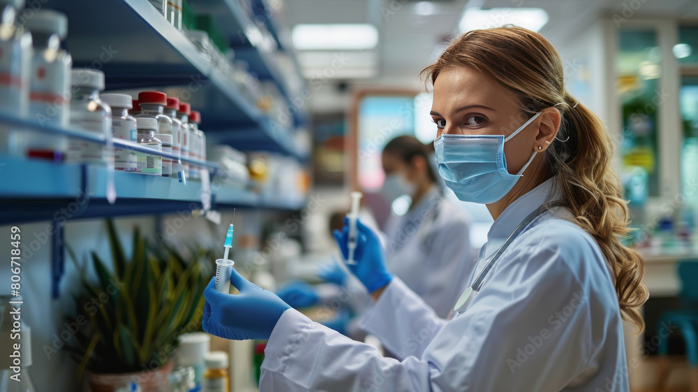 Healthcare promotion; vaccine awareness; pharmacy banner.generative ai Healthcare promotion; vaccine awareness; pharmacy banner.generative ai