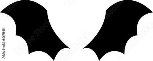 dark wing silhouette evil devil in the shadows Scary bat wings on Halloween night. Bat logo animal and vector, wings, halloween, vampire, gothic design bat icon isolated on transparent background.