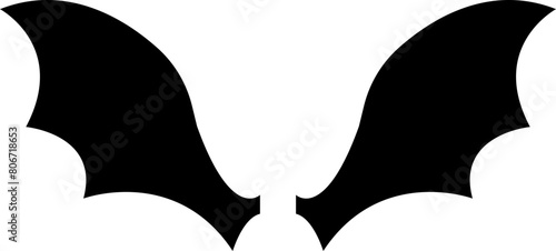 dark wing silhouette evil devil in the shadows Scary bat wings on Halloween night. Bat logo animal and vector, wings, halloween, vampire, gothic design bat icon isolated on transparent background.