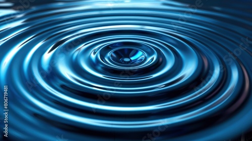 Top-View Close-Up Of Blue Water Rings, Capturing The Mesmerizing Ripples And Patterns, Cartoon Background