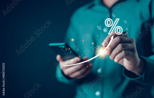 Business interest rates increase, high, credit increases, business, banks, dividends, credit, taxes, and exchanges. Interest rate burden. Payment. Discount and no commission.