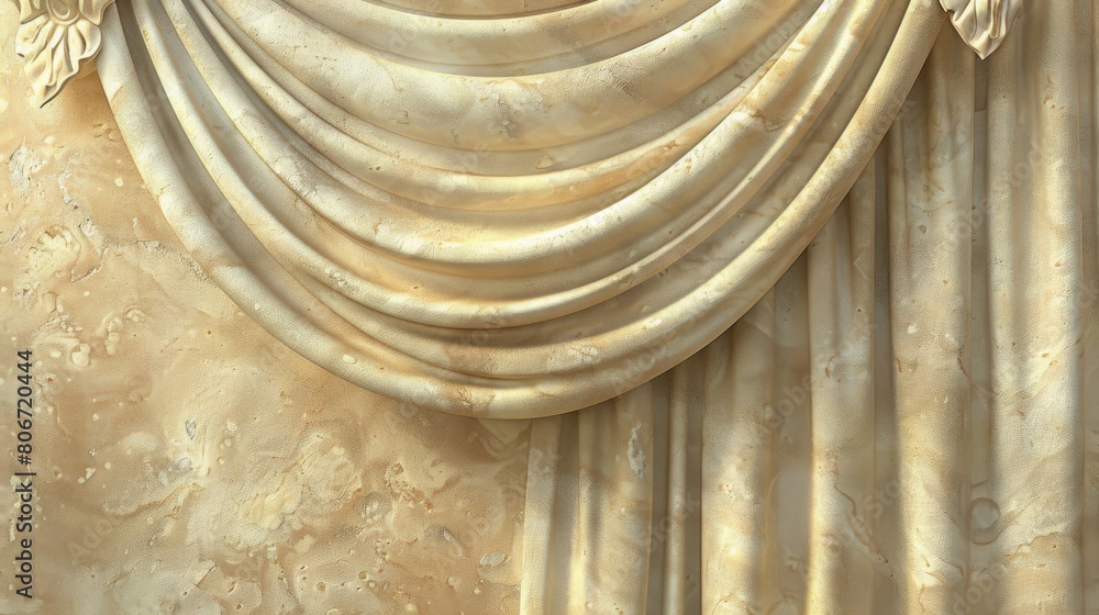 Naklejka premium Elegant Golden Fabric Drapes on Textured Background