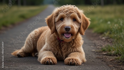 Adorable red/abricot Labradoodle dog puppy