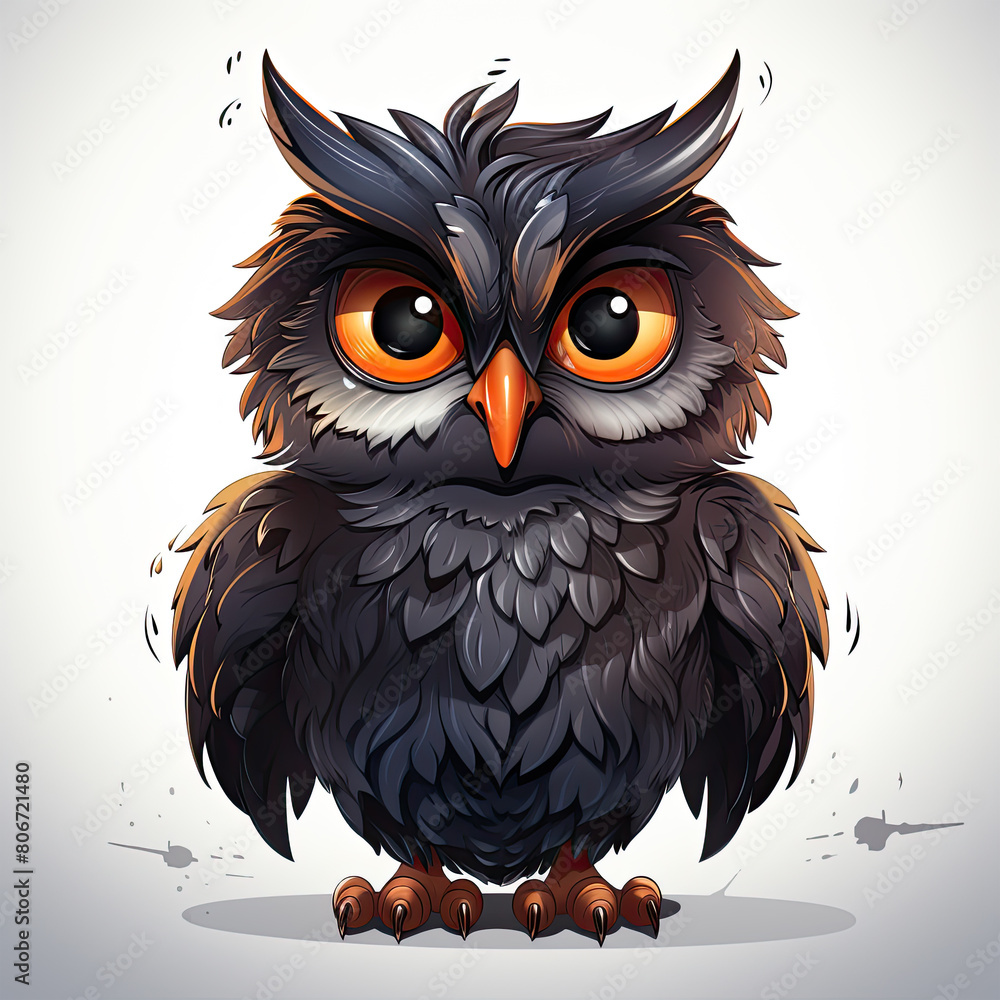 Fototapeta premium Watercolor Shadow owl, clipart Illustration, Generative Ai