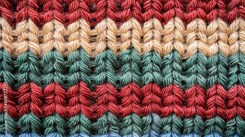 Colorful Handwoven Textile Displaying Intricate Patterns in Warm and Cool Tones