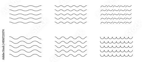 Wave line set. Vector water waves. Set of wavy zigzag lines. photo