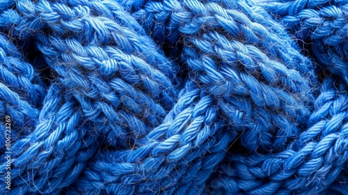 Twisted Blue Knitted Wool, Textured Background for Design