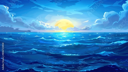 Water Background In Shades Of Blue, Offering A Serene And Tranquil Setting For Relaxation And Reflection, Evoking Feelings Of Calm And Serenity, Cartoon Background