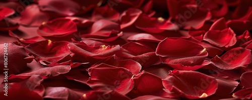 Red rose petals on a red background