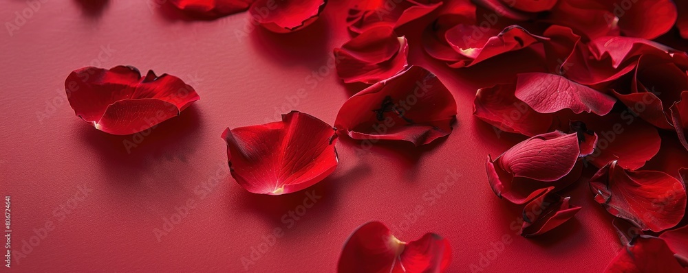 Red rose petals on a red background Red rose petals on a red background