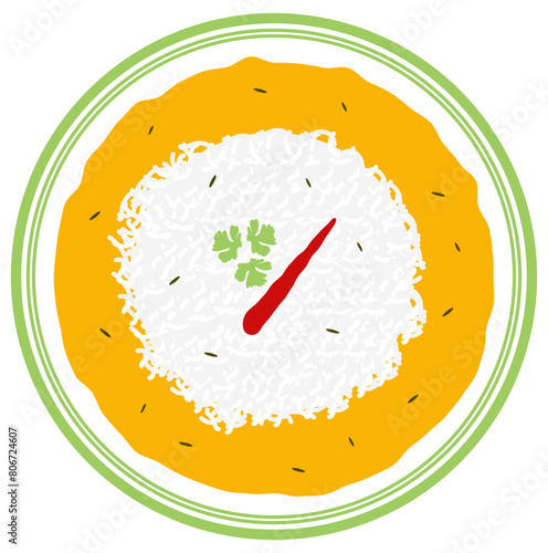 Indian Meal Dal Tadka with Jeera Rice