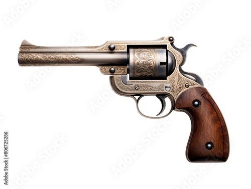 a gun with a wooden handle