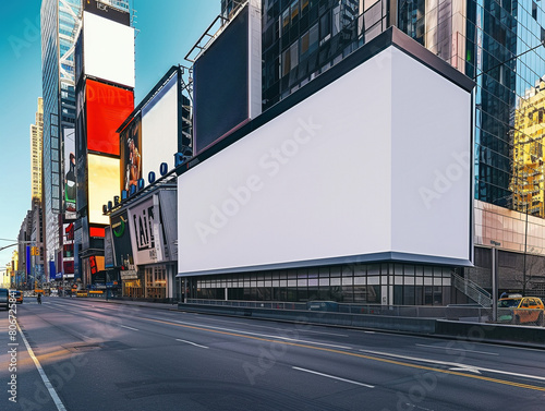 Wallpaper Mural Empty Billboard Mockup in Urban Cityscape – Blank Advertising Space in Busy Commercial District for Dynamic Marketing Campaigns Torontodigital.ca