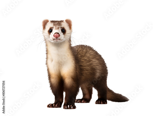a ferret standing on a white background