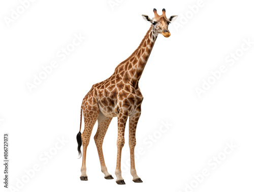 a giraffe standing with its head down