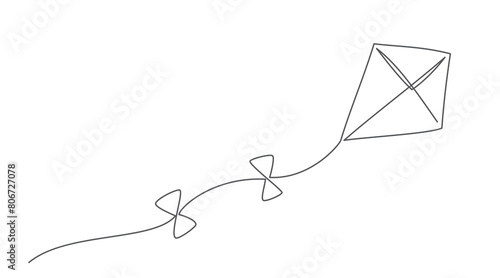 Kite One line drawing on white background