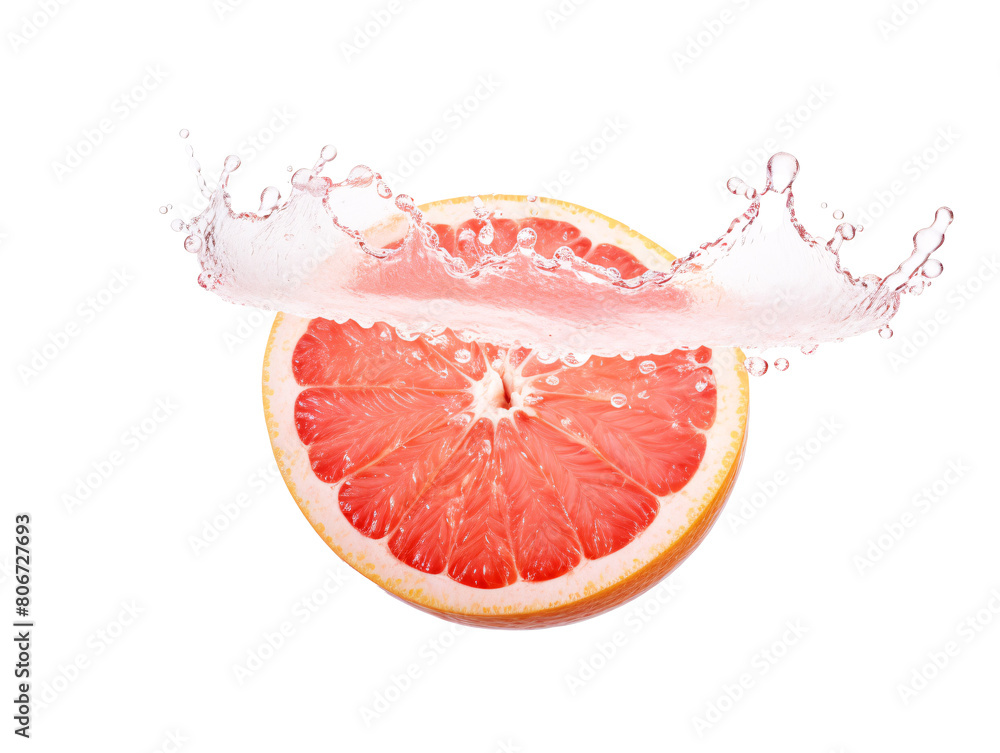 a grapefruit with water splashing a grapefruit with water splashing