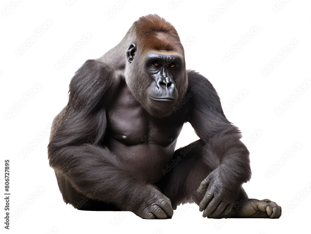 a gorilla sitting on the ground a gorilla sitting on the ground
