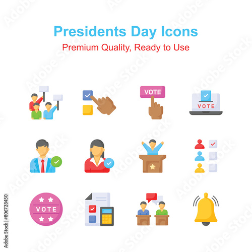 Get your hands on presidents days icons set, ready to use in websites and mobile apps