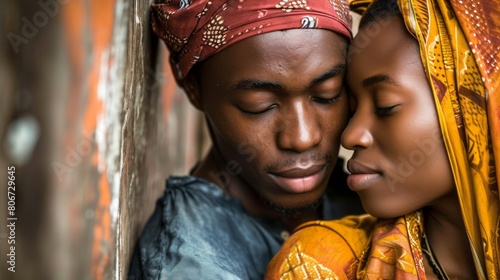 Beautiful african american couple face.