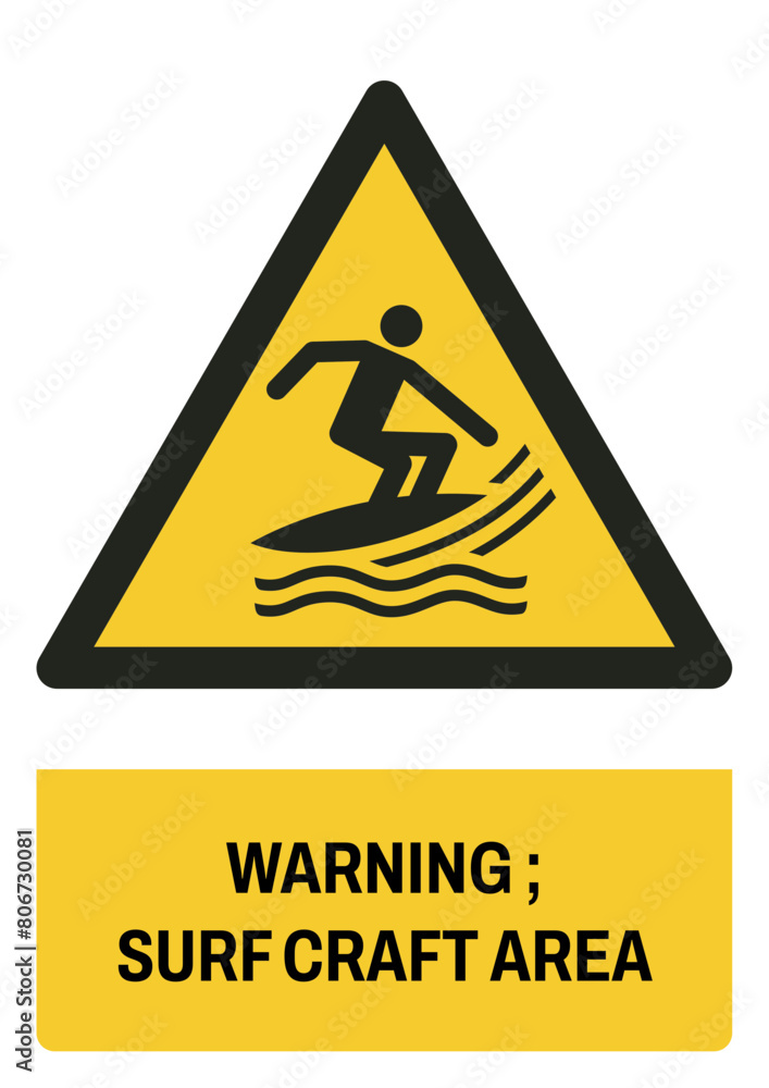 ISO warning safety signs_warning ; surf craft area size a4/a3/a2/a1 ISO warning safety signs_warning ; surf craft area size a4/a3/a2/a1