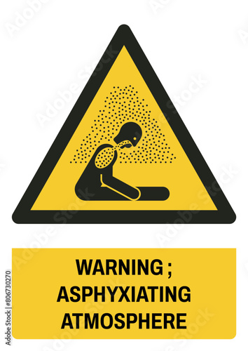 ISO warning safety signs_warning ; asphyxiating atmosphere size a4/a3/a2/a1