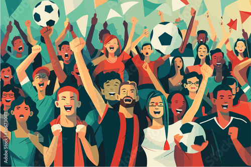 Football fans illustration. Emotions forfeits. People cheer for a sports team. photo