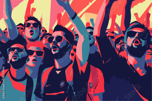 Football fans illustration. Emotions forfeits. People cheer for a sports team. photo