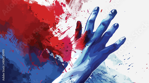 Bluewhite and red hand over background. vector illustration photo