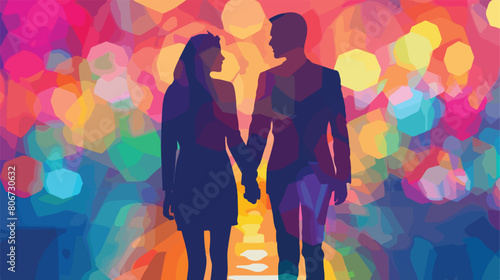 Blurred colorful faceless couple in suit informal  photo