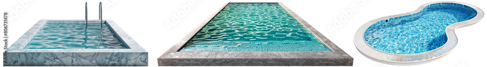 Swimming pool collection isolated on a transparent background