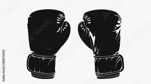Boxing gloves silhouette over white Vector illustration