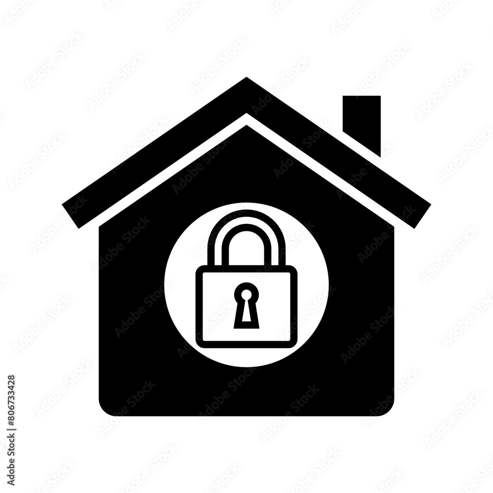 Home with padlock, illustration of house security icon vector Home with padlock, illustration of house security icon vector