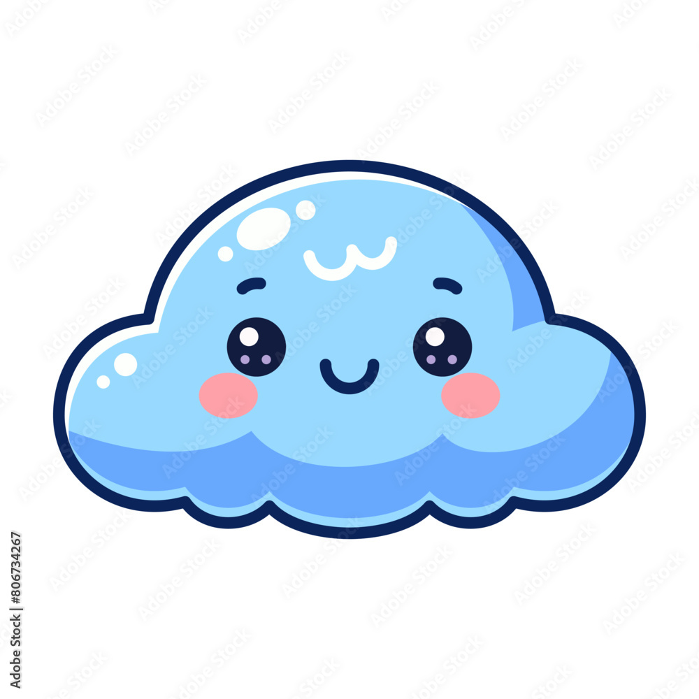 Cute Cloud Icon in Cartoon Style. Isolated on white background. Clipping paths included. Cute Cloud Icon in Cartoon Style. Isolated on white background. Clipping paths included.