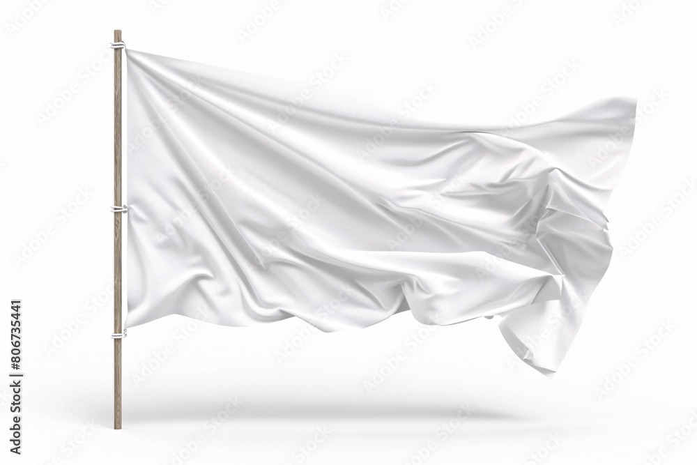 A blank white flag template isolated on a white backdrop. A blank white flag template isolated on a white backdrop.