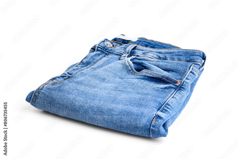 Blue woman's jeans isolated on white background. Blue woman's jeans isolated on white background.