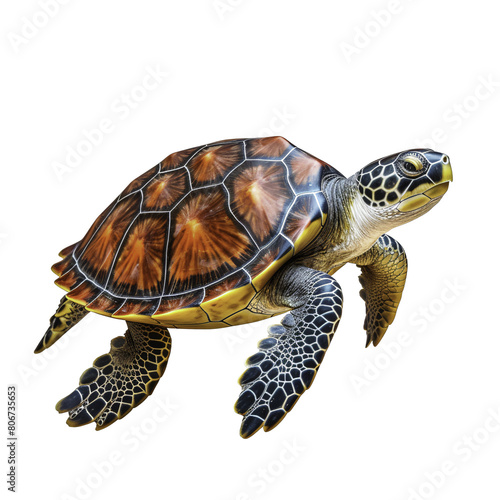 a turtle with a red and black shell