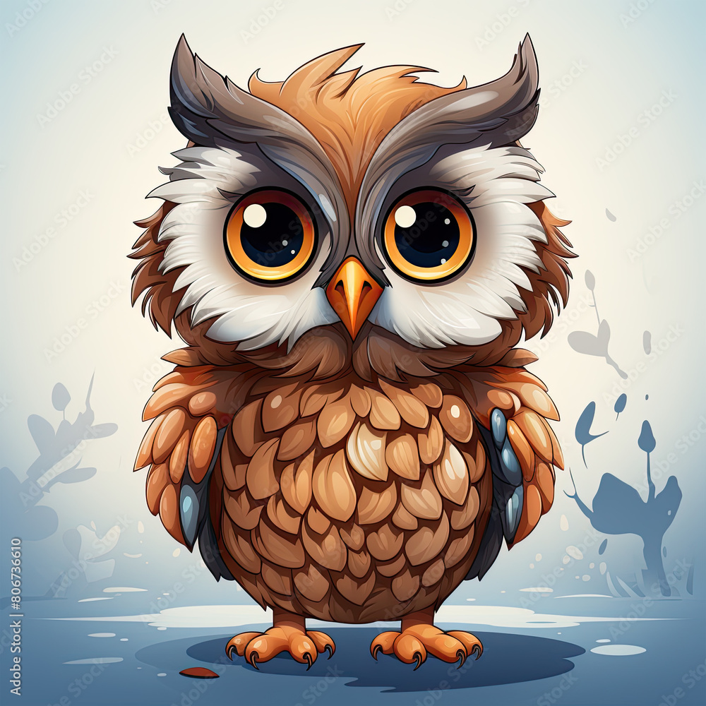 Fototapeta premium Watercolor Seraphina owl, clipart Illustration, Generative Ai