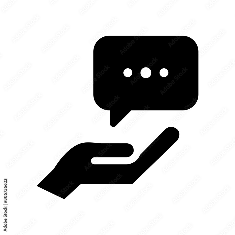 Chat icon. Image of a hand inviting conversation. Icon about a conversation in glyph style Chat icon. Image of a hand inviting conversation. Icon about a conversation in glyph style