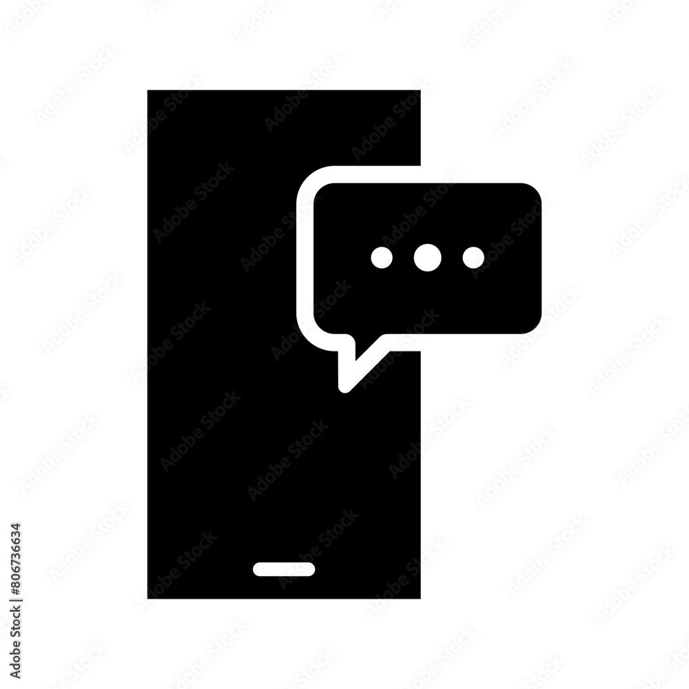 Notification on a smartphone. Icon about the conversation in glyph style Notification on a smartphone. Icon about the conversation in glyph style