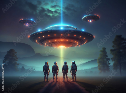 Aliens enter a UFO