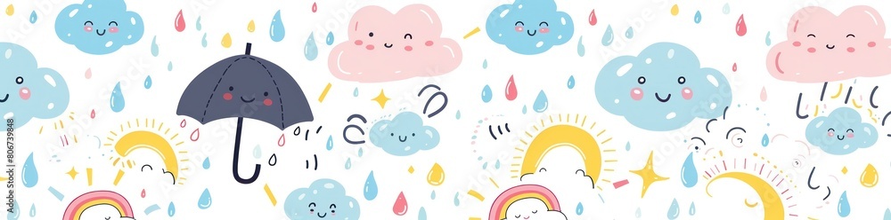 Cheerful Weather Friends: Cute Clouds and Colorful Rainbows - Generative AI Cheerful Weather Friends: Cute Clouds and Colorful Rainbows - Generative AI