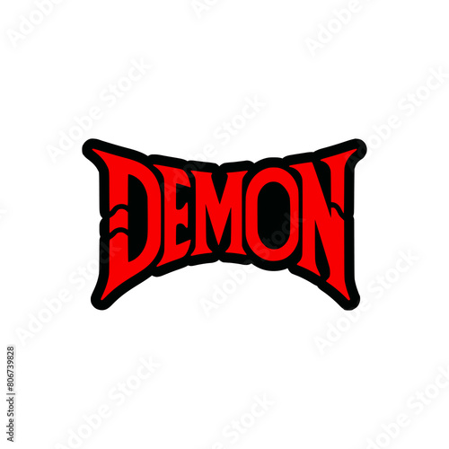 demon text sticker tshirt label vector illustration template design