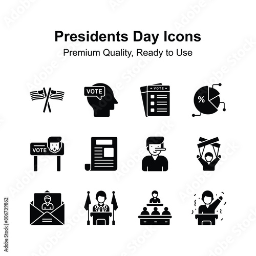 Visually perfect presidents day icon set, customizable vectors